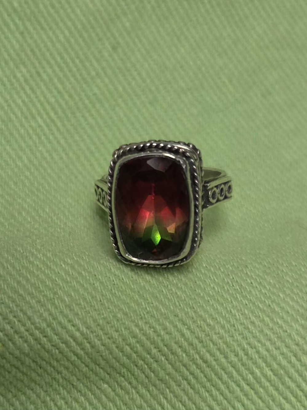 Multicolor Glass Statement Ring - Sterling-Style Band